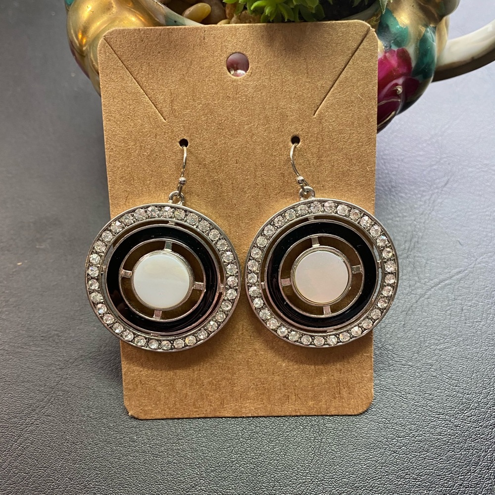 WHBM Enamel and Stone Disk Earrings